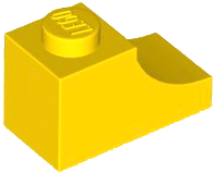 Brick Curved 2 x 1 with Inverted Cutout in Yellow