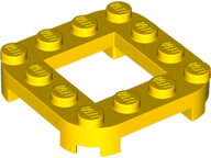 Plate Round Corners 4 x 4 x 2/3 Circle with 2 x 2 Opening in Yellow