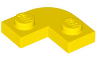 Plate Round Corner 2 x 2 with 1 x 1 Cutout in Yellow