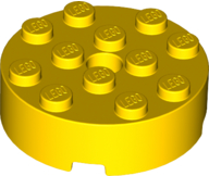 Brick Round 4 x 4 Centre Hole in Yellow