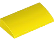 Brick Curved 2 x 4 x 2/3 No Studs, with Bottom Tubes in Yellow