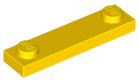 Plate Special 1 x 4 with 2 Studs, 3 Bottom Tubes in Yellow