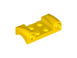 Vehicle Body, Wheel Arch / Mudguard 2 x 4 with Headlights and Curved Fenders in Yellow