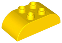 Duplo Brick 2 x 4 Curved Top in Yellow