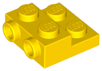 Plate Special 2 x 2 x 2/3 with Two Studs On Side and Two Raised [Solid Anti-stud] in Yellow