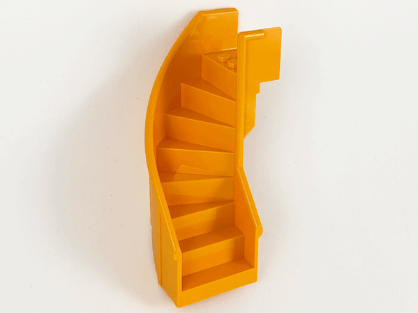 Stairs 6 x 6 x 9 1/3 Curved Enclosed in Medium Orange