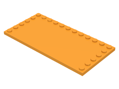 Plate Special 6 x 12 with Studs on 3 Edges in Medium Orange