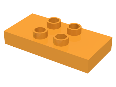 Duplo Plate 2 x 4 x 1/2 with 4 Center Studs [Thick] in Medium Orange