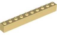 Brick 1 x 10 in Light Yellow