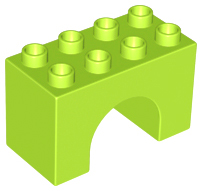Duplo Brick 2 x 4 x 2 Arch in Lime