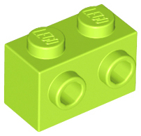 Brick Special 1 x 2 with 2 Studs on 1 Side in Lime