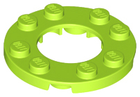 Plate Round 4 x 4 with 2 x 2 Round Opening in Lime
