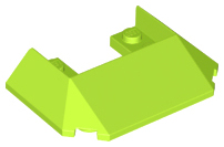 Brick Wedged, Sloped 45° 6 x 4 Double / 33°, 5 Bottom Tubes [Train Roof] in Lime