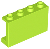 Panel 1 x 4 x 2 with Side Supports - Hollow Studs in Lime