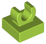Tile Special 1 x 1 with Clip with Rounded Edges in Lime