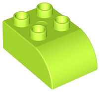 Duplo Brick 2 x 3 with Curved Top in Lime