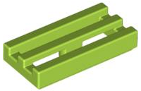Tile Special 1 x 2 Grille with Bottom Groove in Lime