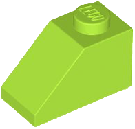 Brick Sloped 45° 2 x 1 with Bottom Pin in Lime