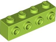 Brick Special 1 x 4 with 4 Studs on One Side in Lime