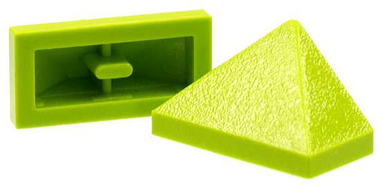 Brick Sloped 45° 2 x 1 Triple with Ovoid Bottom Pin in Lime