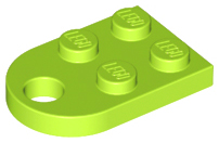 Plate Special 3 x 2 with Rounded End, Hole in Lime