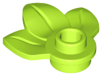 Plant, Plate 1 x 1 Round with 3 Leaves in Lime