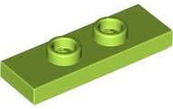 Plate Special 1 x 3 with 2 Studs with Groove and Inside Stud Holder (Jumper) in Lime