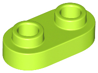 Plate Special 1 x 2 Rounded with 2 Open Studs in Lime