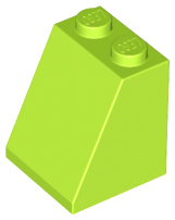 Brick Sloped 65° 2 x 2 x 2 with Bottom Tube in Lime