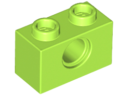 Technic Brick 1 x 2 [1 Pin Hole] in Lime