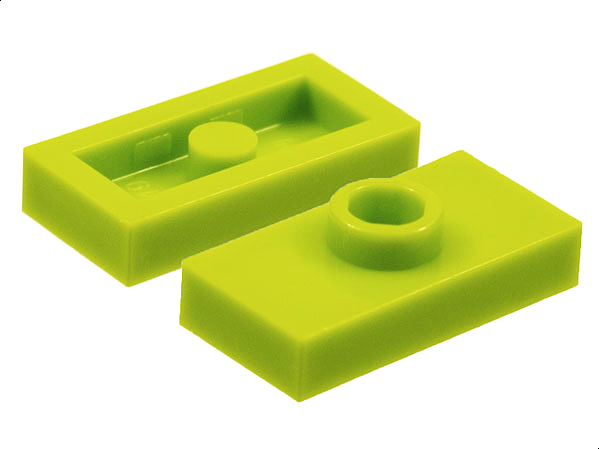 Plate Special 1 x 2 with 1 Stud without Groove (Jumper) in Lime