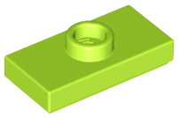 Plate Special 1 x 2 with 1 Stud with Groove (Jumper) in Lime