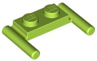 Plate Special 1 x 2 with Handles [Flat Ends / Low Attachment] in Lime