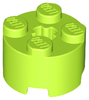Brick Round 2 x 2 with Axle Hole in Lime