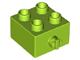 Duplo Brick 2 x 2 Pin on Side in Lime