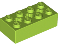 Brick Special 2 x 4 with 3 Axle Holes in Lime