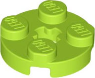 Plate Round 2 x 2 with Axle Hole Type 1 (+ Opening) in Lime