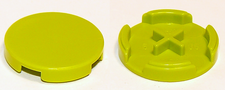 Tile Round 2 x 2 with Bottom Cross in Lime