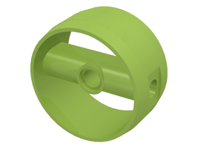 Technic Cylinder 4 x 4 with Pin Holes and Centre Bar, Closed Sides on Bar in Lime