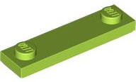Plate Special 1 x 4 with 2 Studs with Groove [New Underside] in Lime