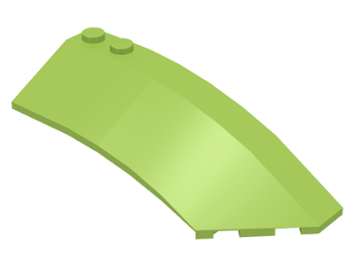 Brick Wedged, Curved 8 x 3 x 2 Open Right in Lime