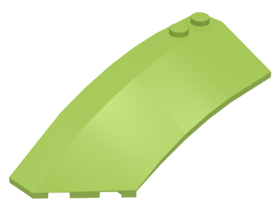 Brick Wedged, Curved 8 x 3 x 2 Open Left in Lime