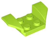 Mudguard 2 x 4 with 2 x 2 Studs and Flared Wings in Lime