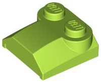 Brick Curved 2 x 2 x 2/3 Two Studs and Lip End in Lime