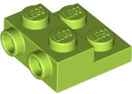 Plate Special 2 x 2 x 2/3 with Two Studs On Side and Two Raised [Half Hollow Anti-stud] - Updated Version in Lime