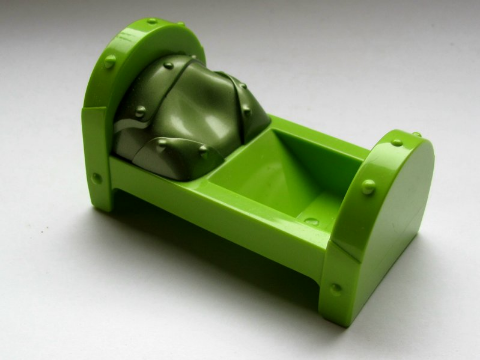 Duplo Bed 3 x 5 x 2 1/2, with Rivets, and 'Metal Sheet' Pillow in Lime