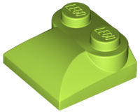 Brick Curved 2 x 2 x 2/3 Two Studs and Curved Slope End in Lime