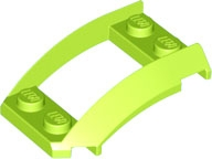 Wheel Arch, Curved Wedge 4 x 3 with 2 x 2 Opening and 4 Studs in Lime