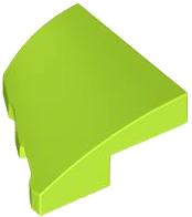 Brick Wedged, Curved 2 x 2 with Stud Notch Right in Lime