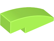 Brick Curved 3 x 1 No Studs in Lime